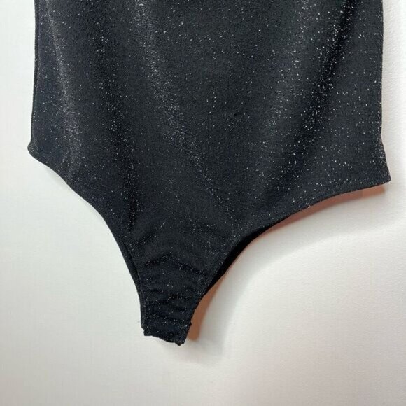 Gilli Women's Metallic Off-Shoulder Stretch Body Suit Black Silver Medium USA - Picture 4 of 11